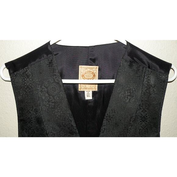 Wah Maker Frontier Clothing Men’s XL Western Vest Black Paisley Cowboy Made USA - Picture 2 of 3